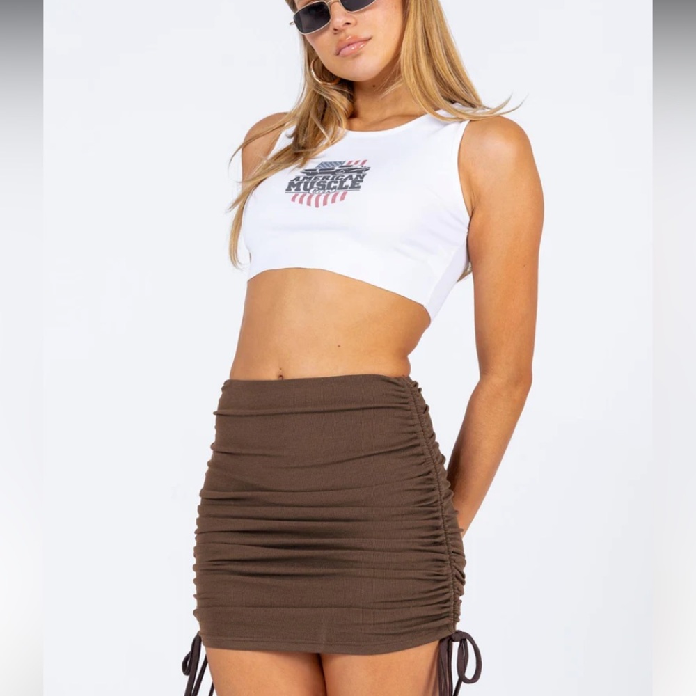 Princess Polly Brown Ruched Skirt